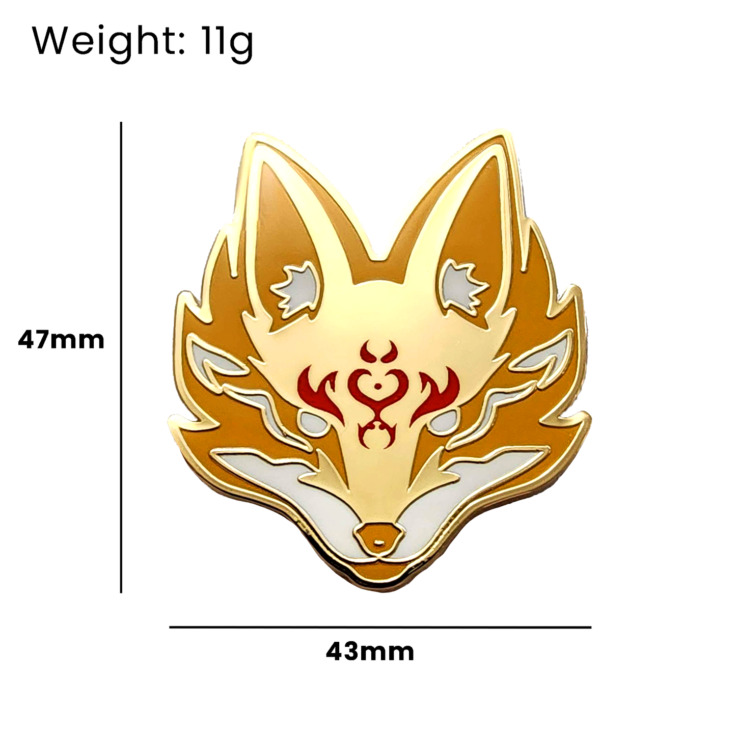 Gold Kitsune - 1.5 Inch Enamel Pin